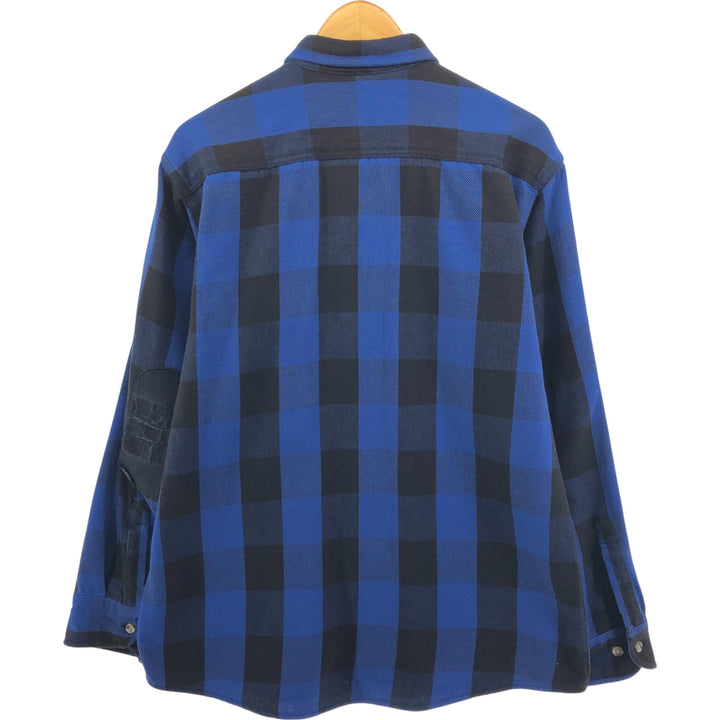 FIELD and STREAM Buffalo Check Long Sleeve Flannel Check Shirt, Men's Size L cotton blue type Vintage Second Hand