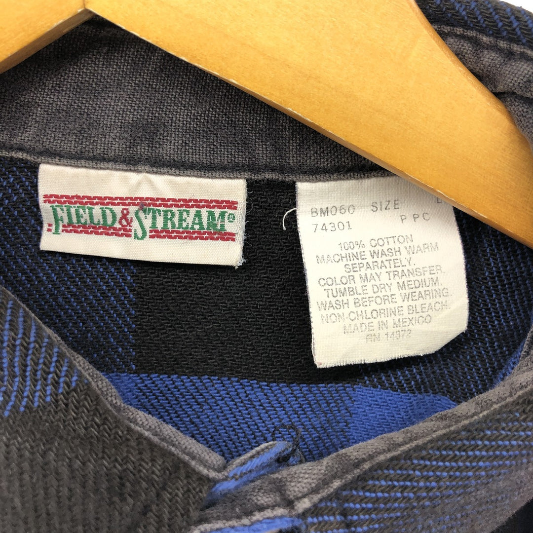 FIELD and STREAM Buffalo Check Long Sleeve Flannel Check Shirt, Men's Size L cotton blue type Vintage Second Hand