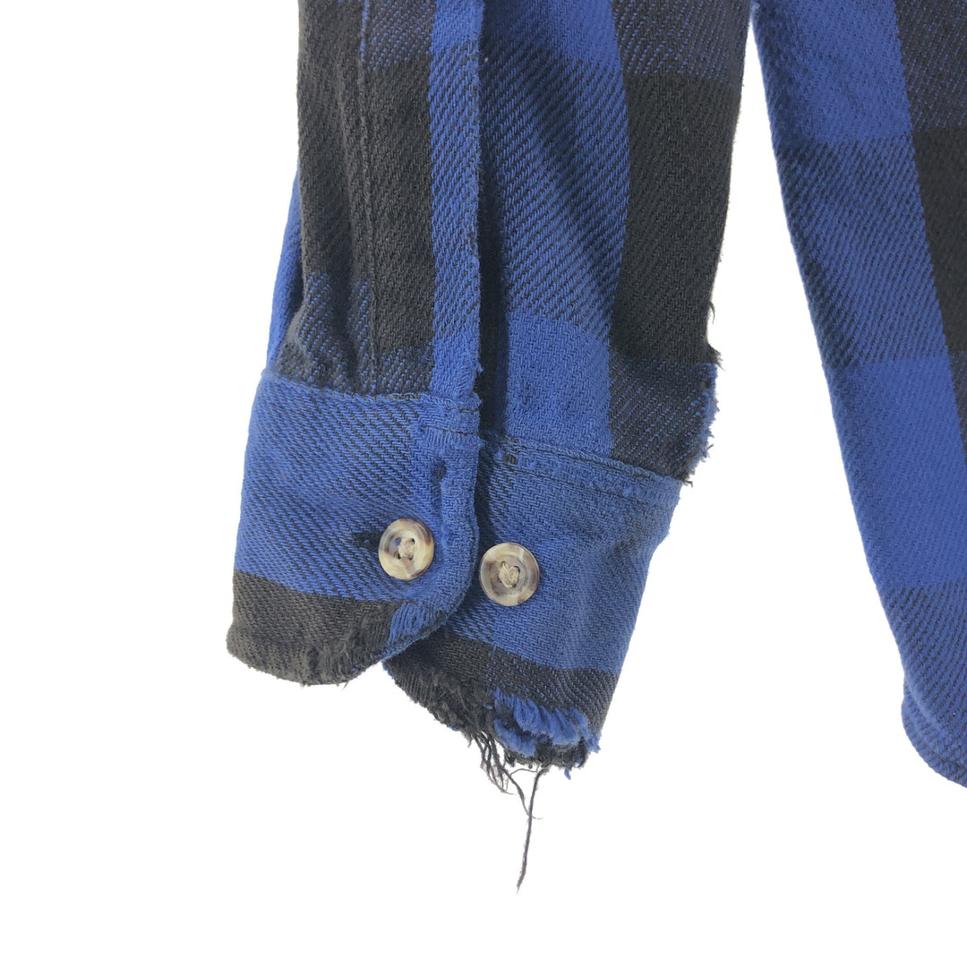 FIELD and STREAM Buffalo Check Long Sleeve Flannel Check Shirt, Men's Size L cotton blue type Vintage Second Hand