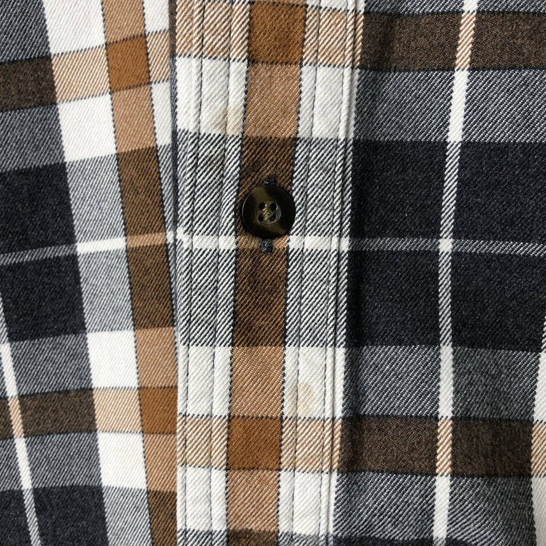 00'S Carhartt ORIGINAL FIT long sleeve flannel check shirt, men's size L cotton beige type brown Vintage Second Hand