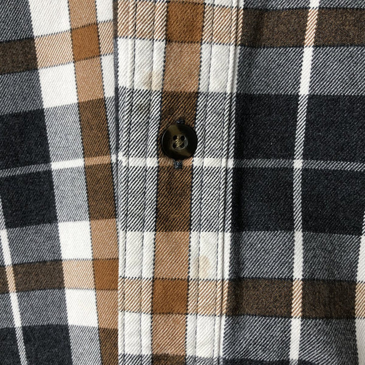 00'S Carhartt ORIGINAL FIT long sleeve flannel check shirt, men's size L cotton beige type brown Vintage Second Hand