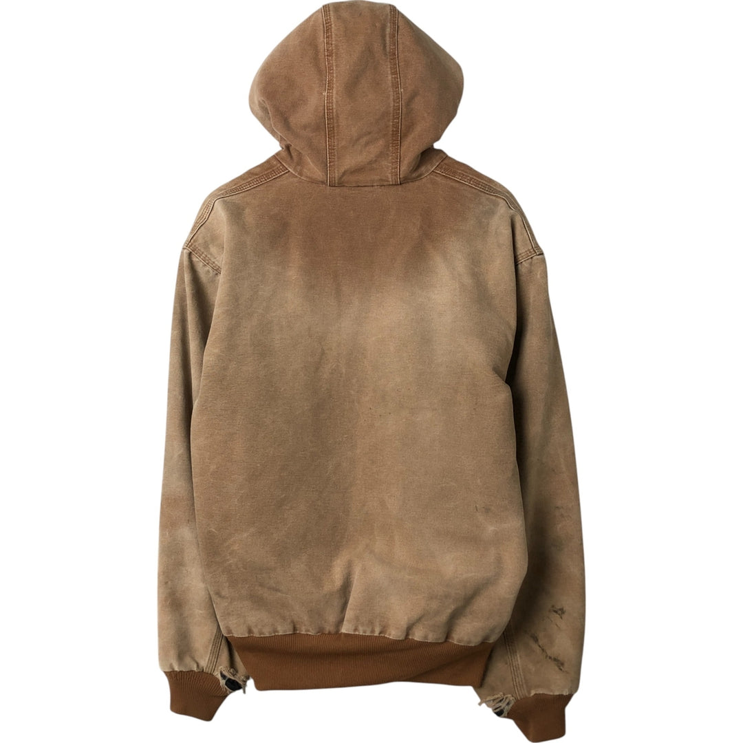 Carhartt Active Jacket Duck Full Zip Hoodie Men's L size cotton Beige type Vintage Second Hand