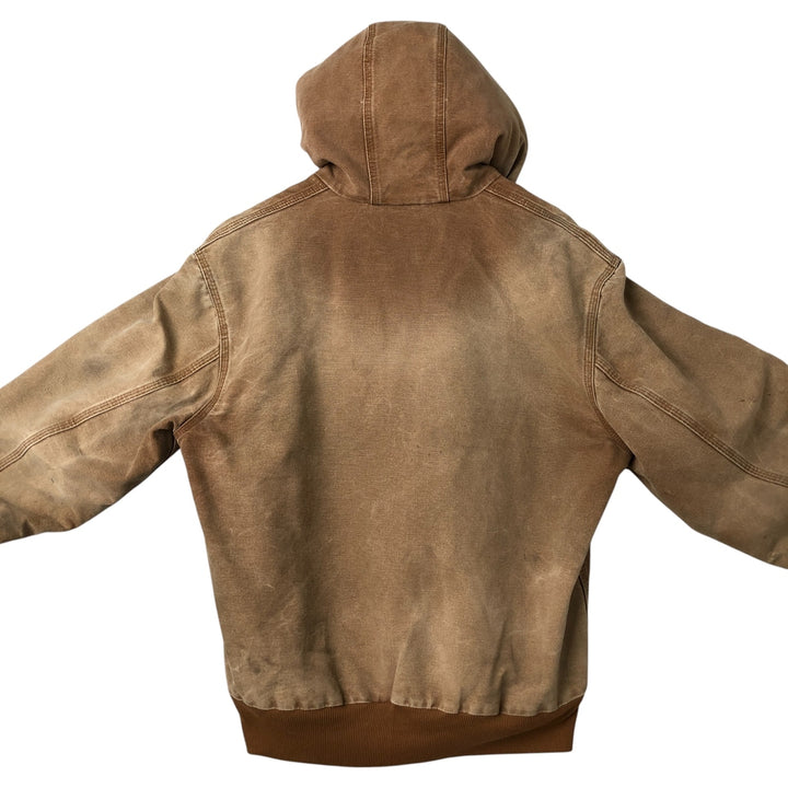 Carhartt Active Jacket Duck Full Zip Hoodie Men's L size cotton Beige type Vintage Second Hand