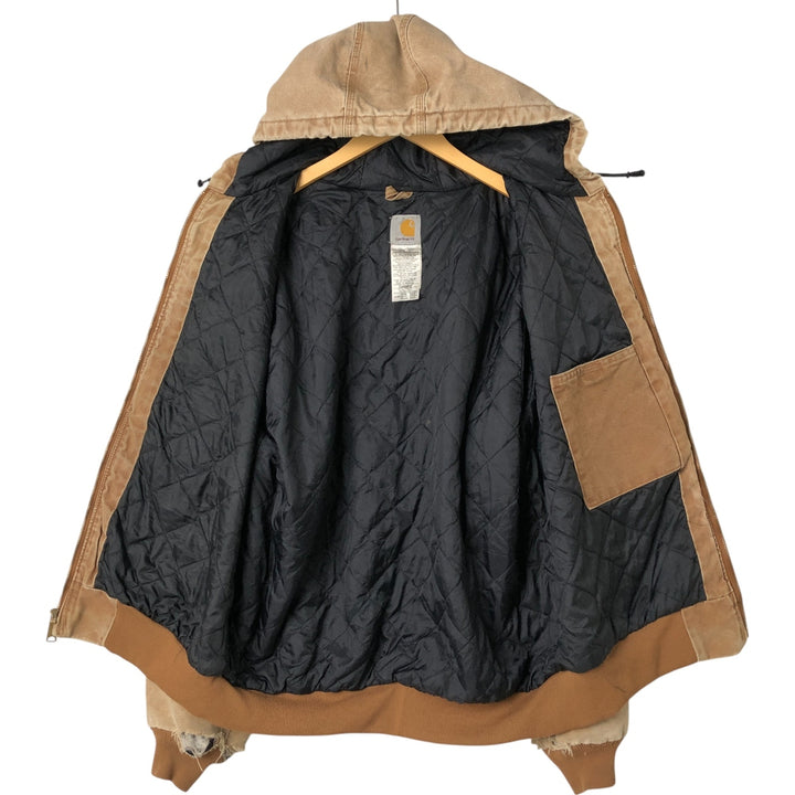 Carhartt Active Jacket Duck Full Zip Hoodie Men's L size cotton Beige type Vintage Second Hand