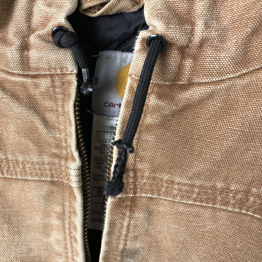 Carhartt Active Jacket Duck Full Zip Hoodie Men's L size cotton Beige type Vintage Second Hand