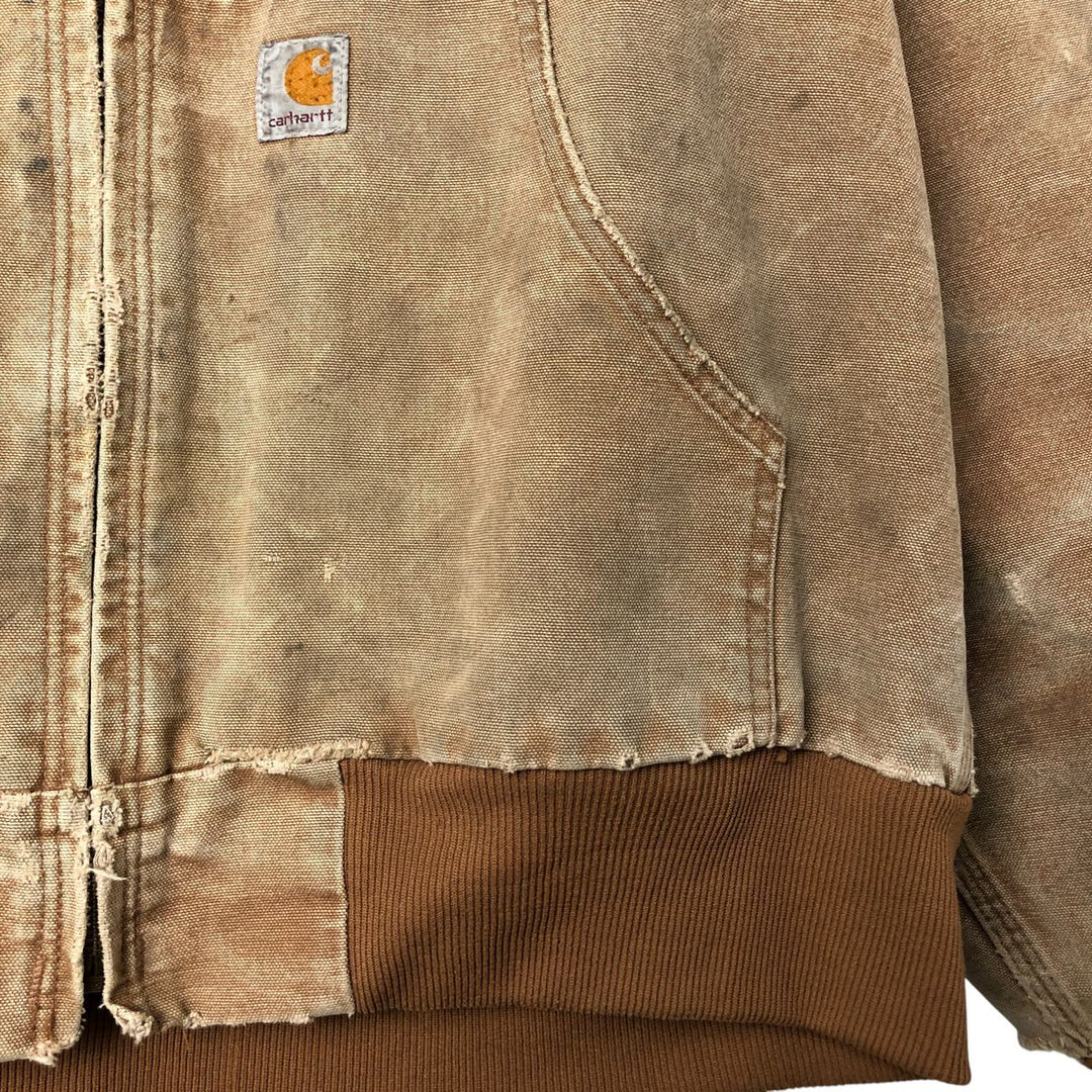 Carhartt Active Jacket Duck Full Zip Hoodie Men's L size cotton Beige type Vintage Second Hand