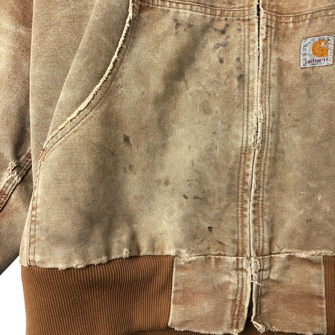 Carhartt Active Jacket Duck Full Zip Hoodie Men's L size cotton Beige type Vintage Second Hand
