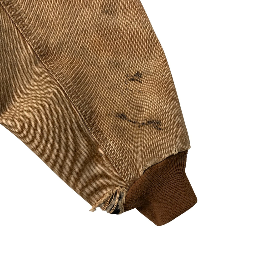 Carhartt Active Jacket Duck Full Zip Hoodie Men's L size cotton Beige type Vintage Second Hand