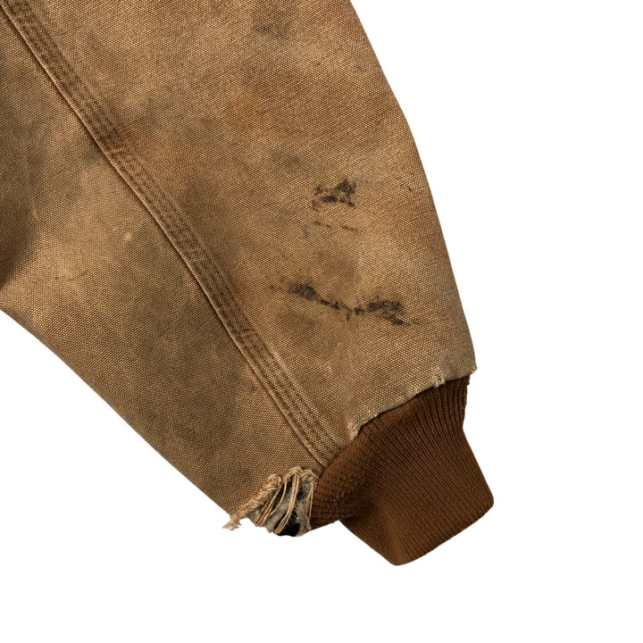 Carhartt Active Jacket Duck Full Zip Hoodie Men's L size cotton Beige type Vintage Second Hand