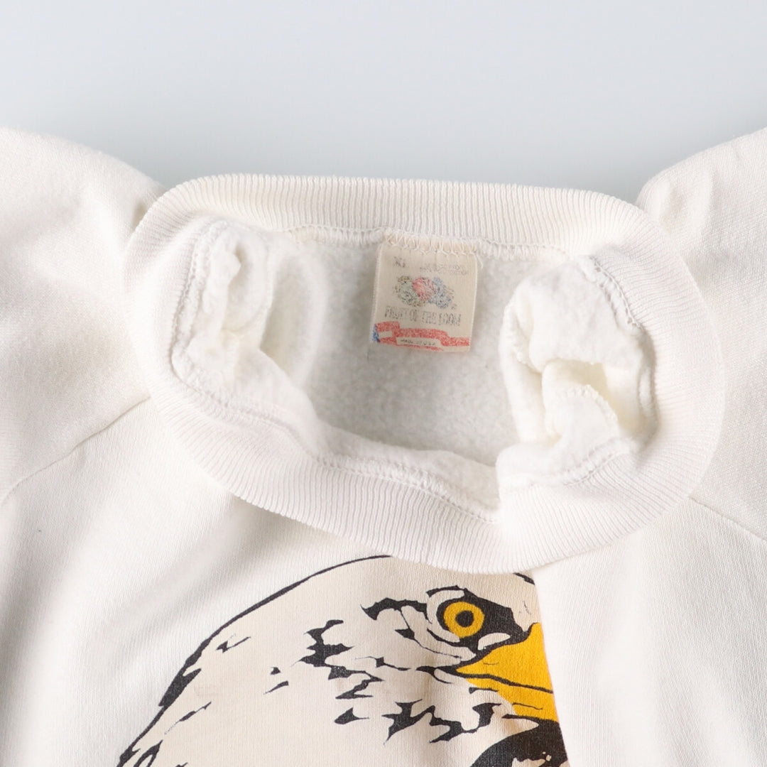 90'S Fruit of the Loom Desert Storm Eagle Pattern Print Sweatshirt, Made in USA, Men's XL cotton white type Vintage Second Hand