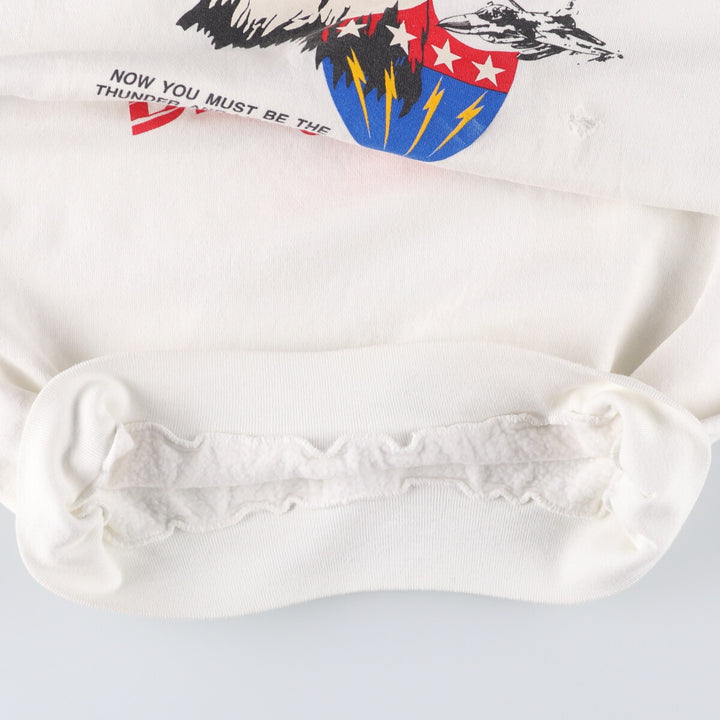 90'S Fruit of the Loom Desert Storm Eagle Pattern Print Sweatshirt, Made in USA, Men's XL cotton white type Vintage Second Hand