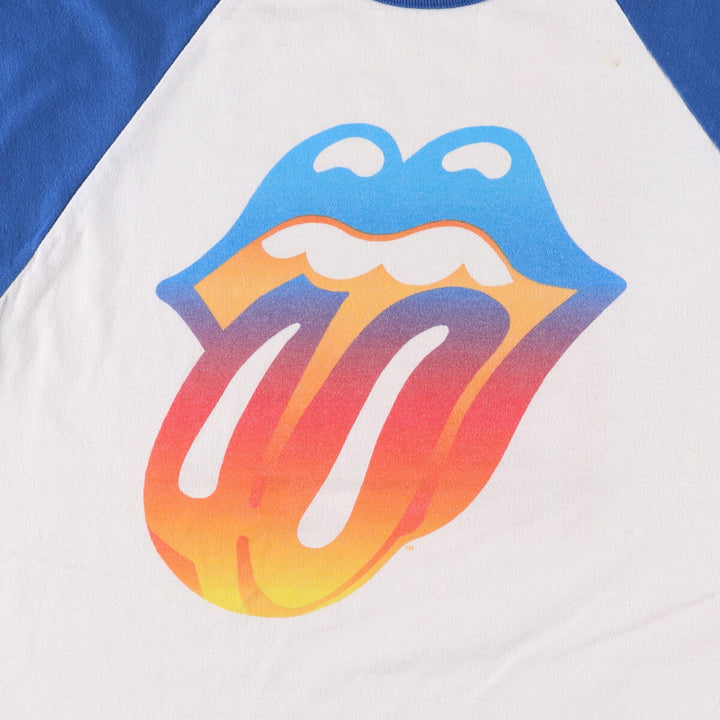 00'S AUGUSTA THE ROLLING STONES Band 3/4 Sleeve Raglan T-Shirt Men's M cotton white type Vintage Second Hand