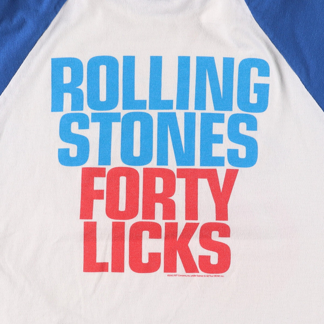 00'S AUGUSTA THE ROLLING STONES Band 3/4 Sleeve Raglan T-Shirt Men's M cotton white type Vintage Second Hand
