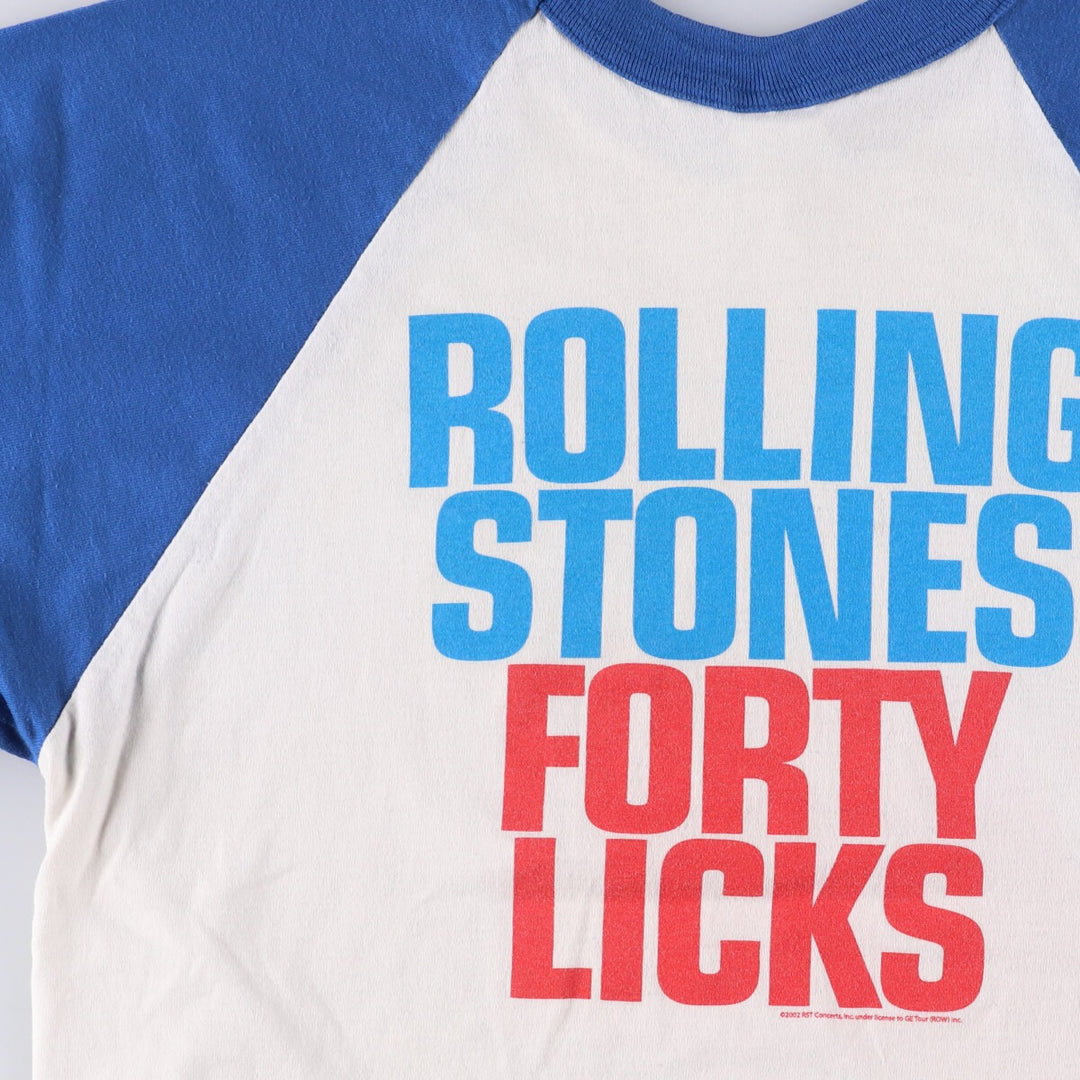 00'S AUGUSTA THE ROLLING STONES Band 3/4 Sleeve Raglan T-Shirt Men's M cotton white type Vintage Second Hand