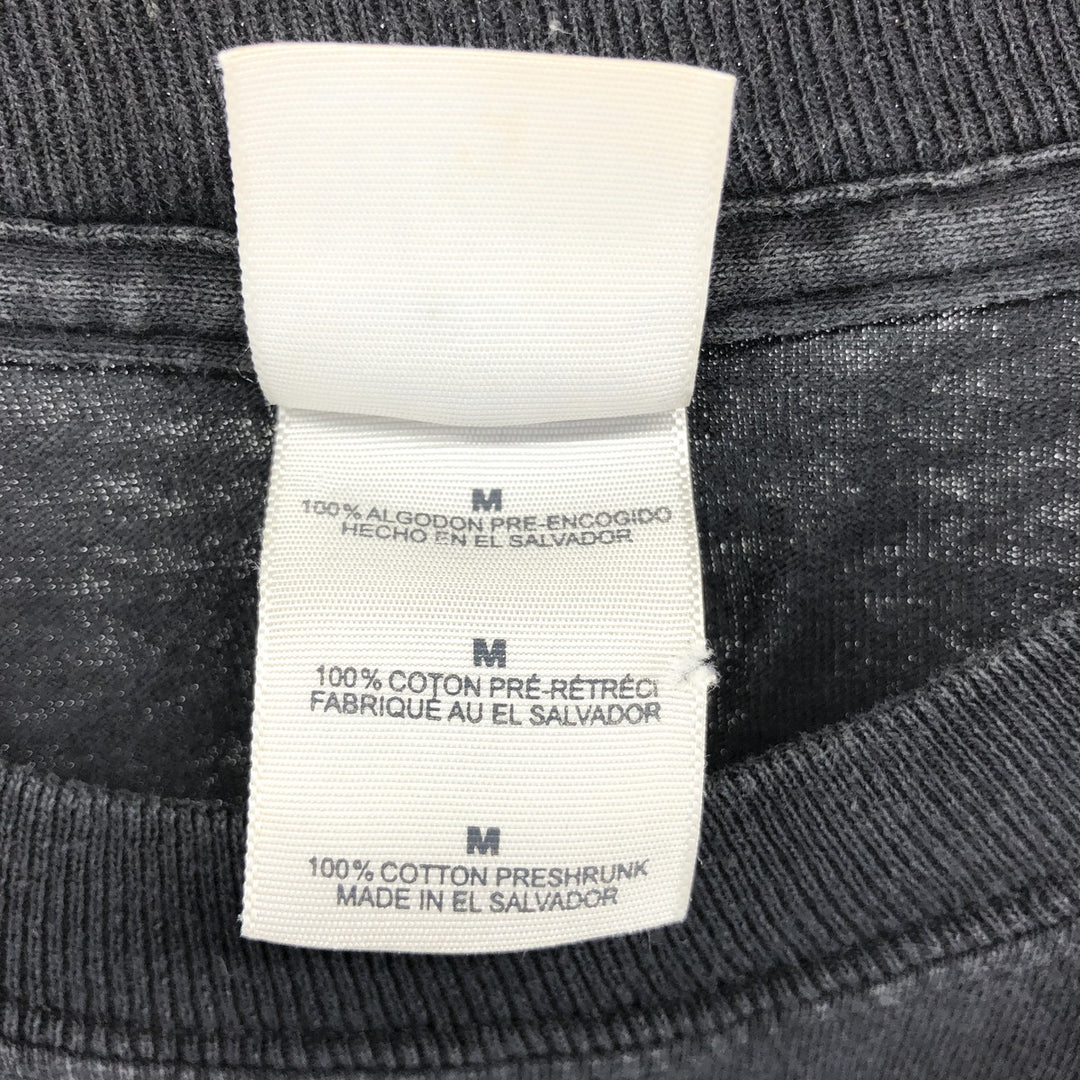 00'S Gildan Fire Pattern Skull Pattern Message Long T-shirt Long T Men's M size cotton black type Vintage Second Hand