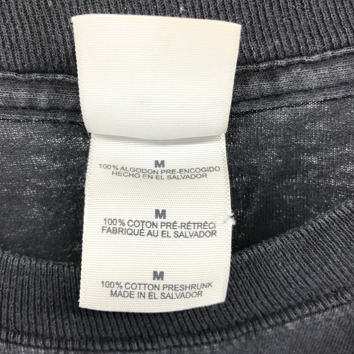 00'S Gildan Fire Pattern Skull Pattern Message Long T-shirt Long T Men's M size cotton black type Vintage Second Hand