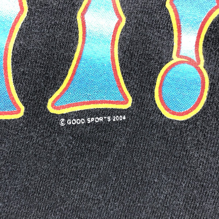 00'S Gildan Fire Pattern Skull Pattern Message Long T-shirt Long T Men's M size cotton black type Vintage Second Hand