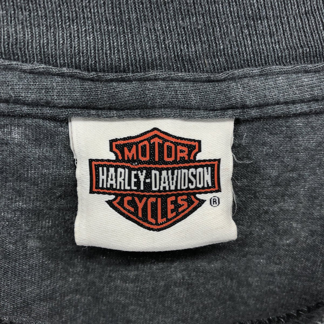 Harley-Davidson Skull Pattern Long T-shirt, Men's L size cotton gray type Vintage Second Hand