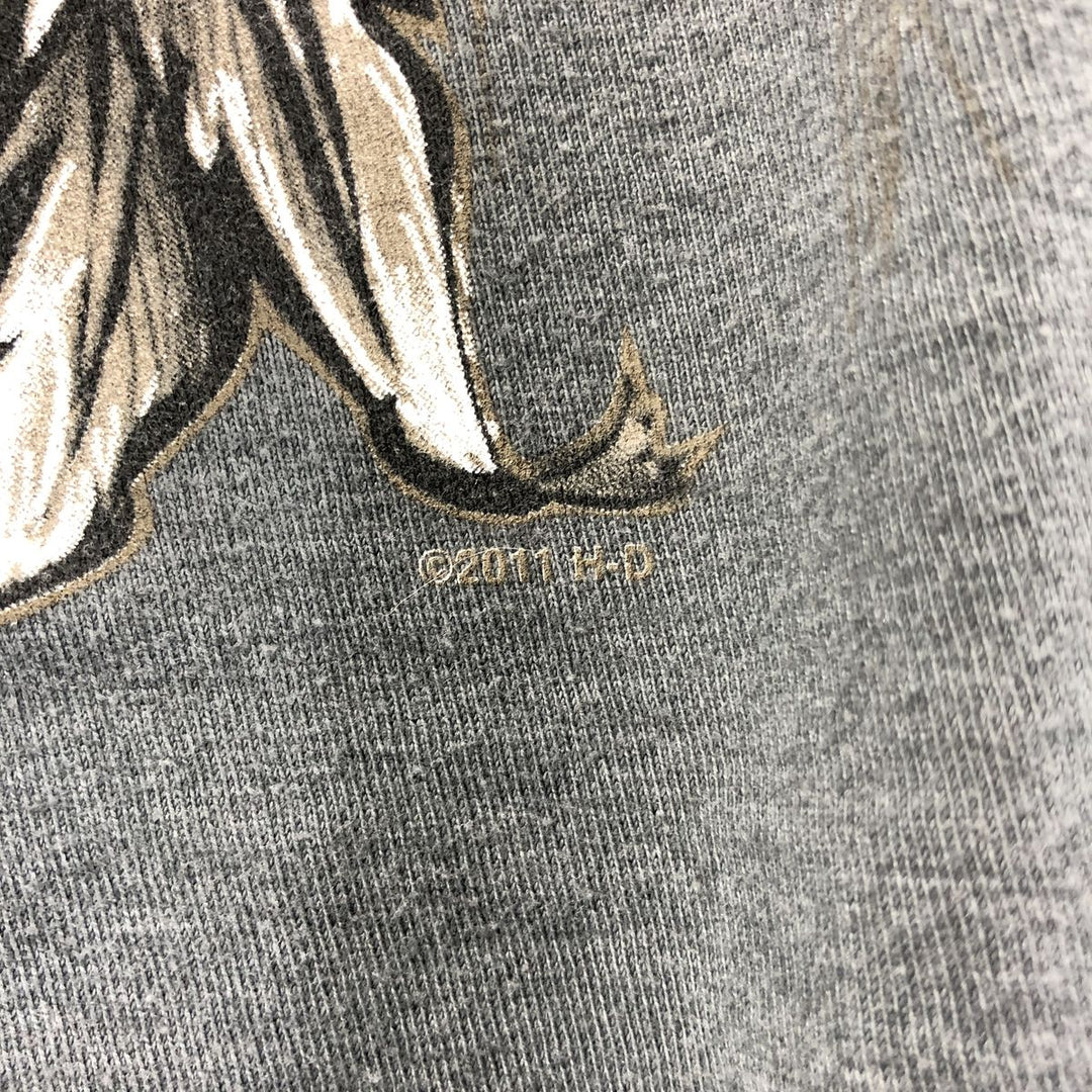 Harley-Davidson Skull Pattern Long T-shirt, Men's L size cotton gray type Vintage Second Hand