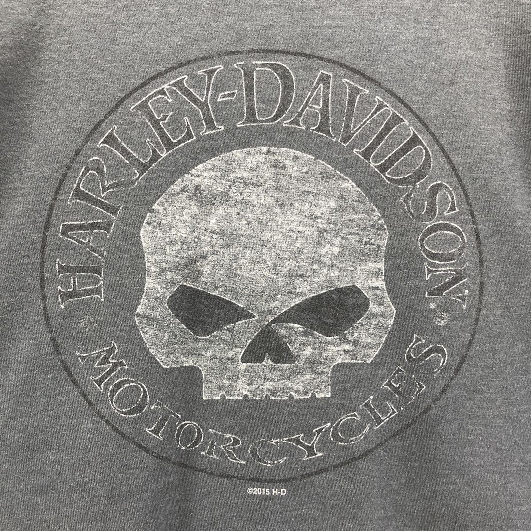 Harley-Davidson Skull Pattern Long T-shirt, Men's L size cotton gray type Vintage Second Hand