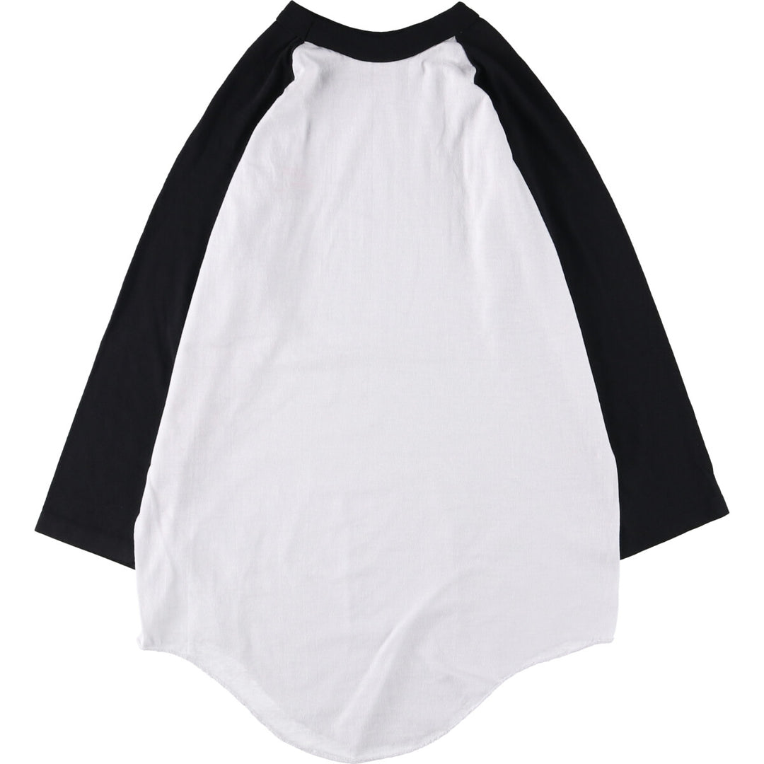 90'S STEDMAN Cut-off Advertising 3/4 Sleeve Raglan T-Shirt Made in USA Men's M polyester white type Vintage Second Hand