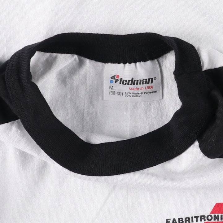 90'S STEDMAN Cut-off Advertising 3/4 Sleeve Raglan T-Shirt Made in USA Men's M polyester white type Vintage Second Hand