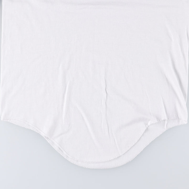 90'S STEDMAN Cut-off Advertising 3/4 Sleeve Raglan T-Shirt Made in USA Men's M polyester white type Vintage Second Hand