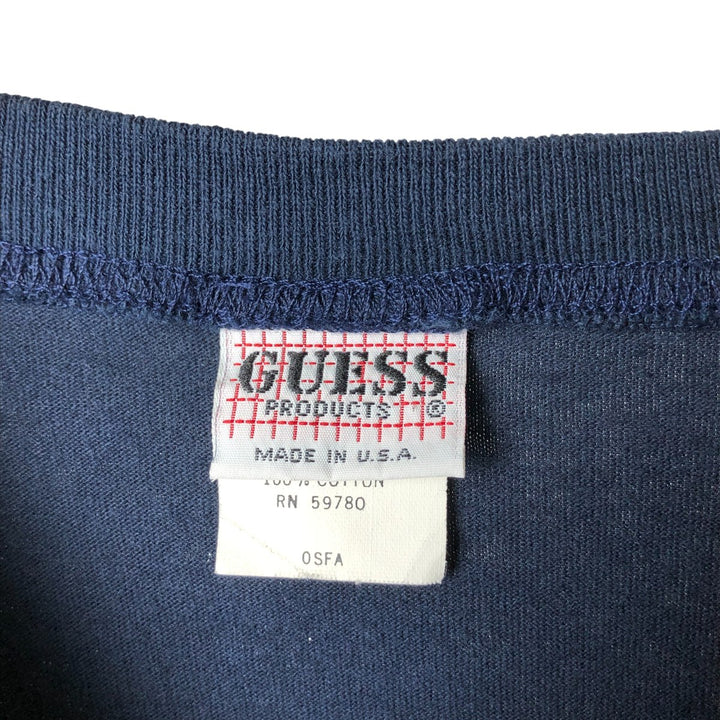 90'S Guess long-sleeved T-shirt, Made in USA, Men's Medium, Vintage cotton navy blue type Vintage Second Hand