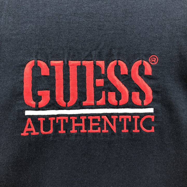 90'S Guess long-sleeved T-shirt, Made in USA, Men's Medium, Vintage cotton navy blue type Vintage Second Hand