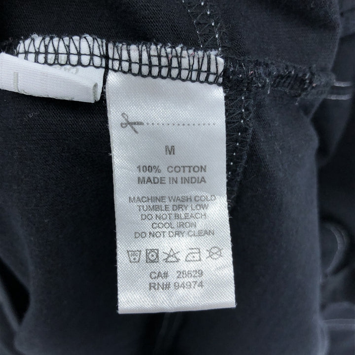 STUSSY Border Pattern Hooded Half Snap Long T-shirt, Men's M size cotton black type Vintage Second Hand