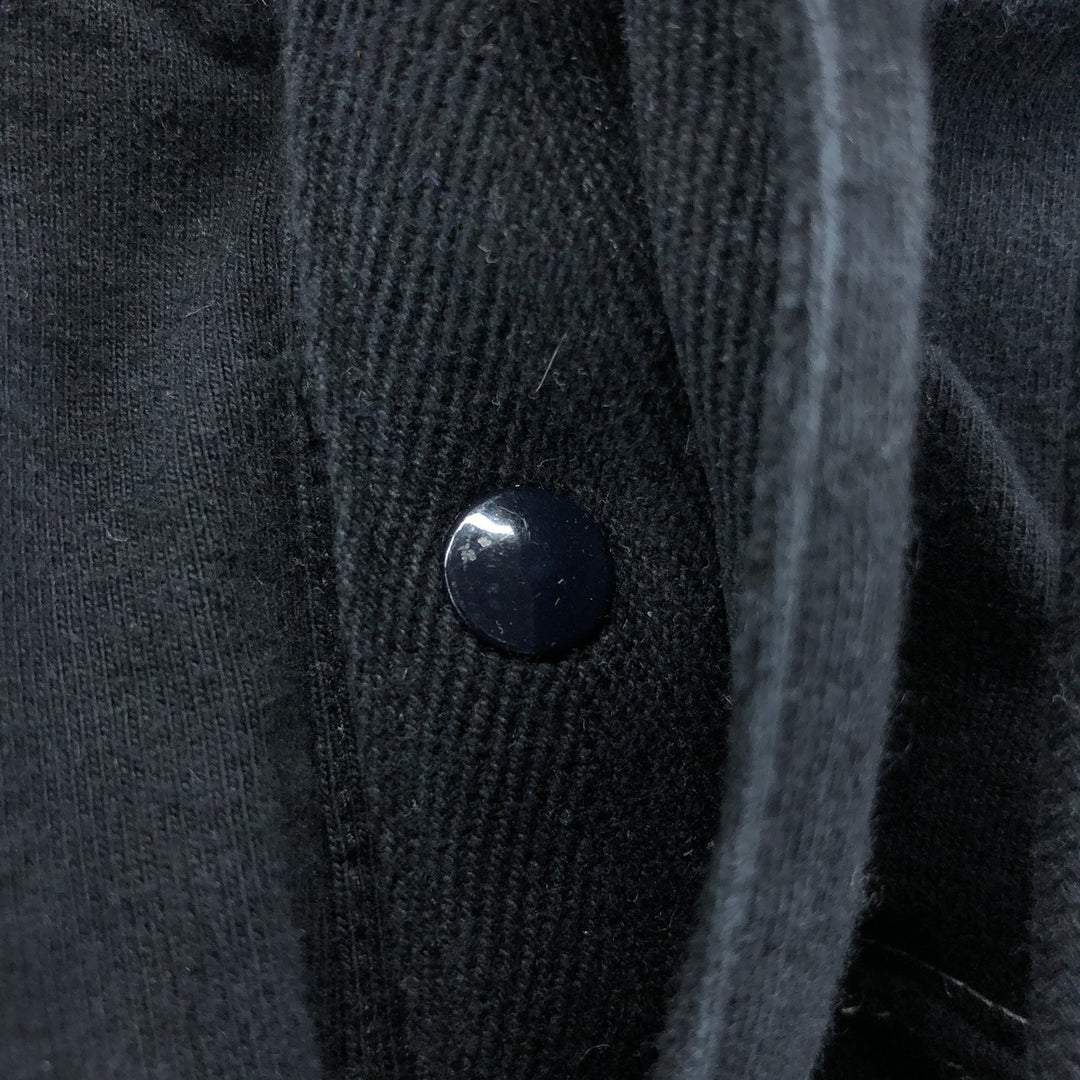 STUSSY Border Pattern Hooded Half Snap Long T-shirt, Men's M size cotton black type Vintage Second Hand