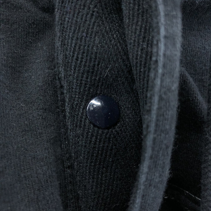 STUSSY Border Pattern Hooded Half Snap Long T-shirt, Men's M size cotton black type Vintage Second Hand