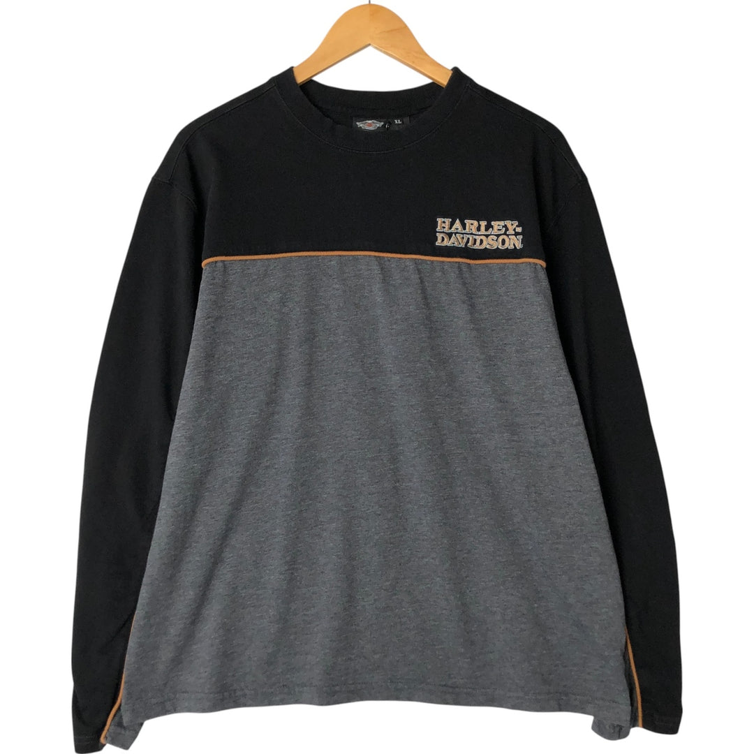 Harley-Davidson Long Sleeve T-Shirt, Men's XL Size cotton black type Vintage Second Hand