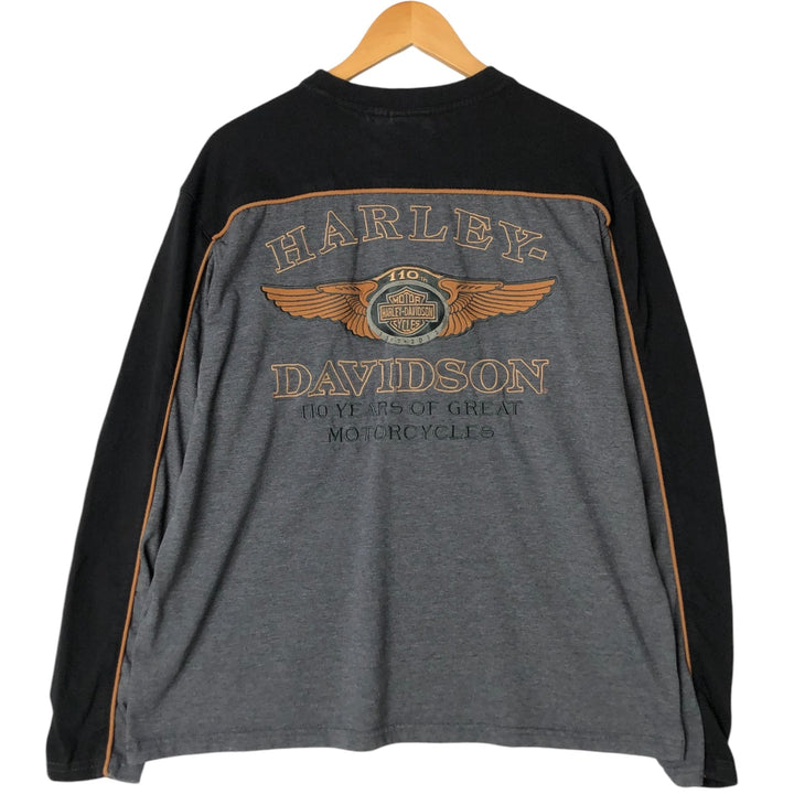 Harley-Davidson Long Sleeve T-Shirt, Men's XL Size cotton black type Vintage Second Hand