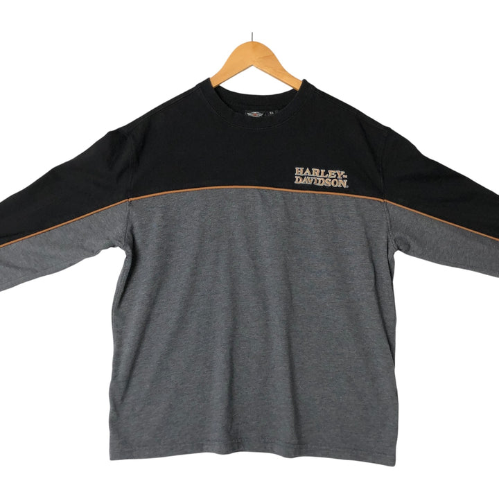 Harley-Davidson Long Sleeve T-Shirt, Men's XL Size cotton black type Vintage Second Hand