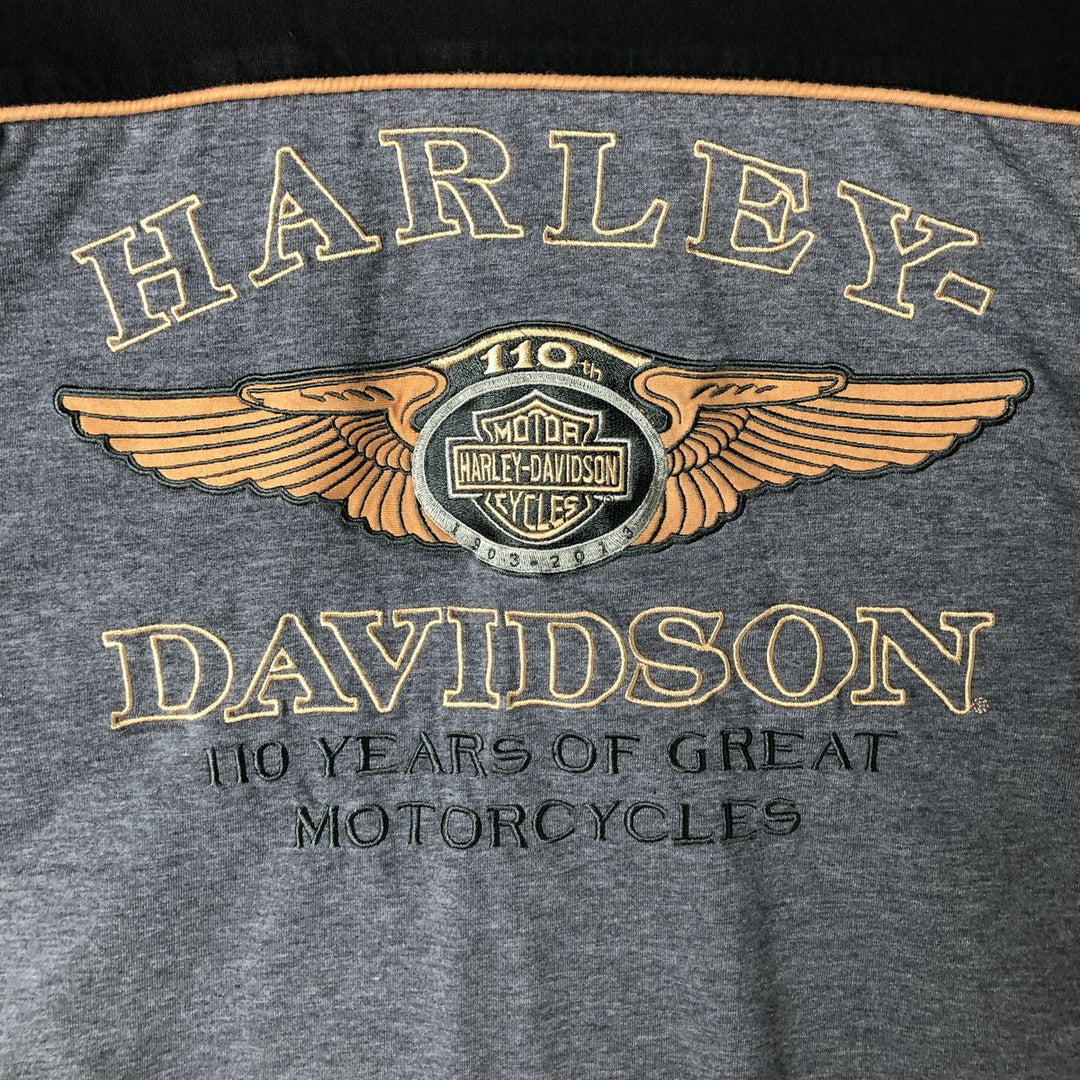 Harley-Davidson Long Sleeve T-Shirt, Men's XL Size cotton black type Vintage Second Hand