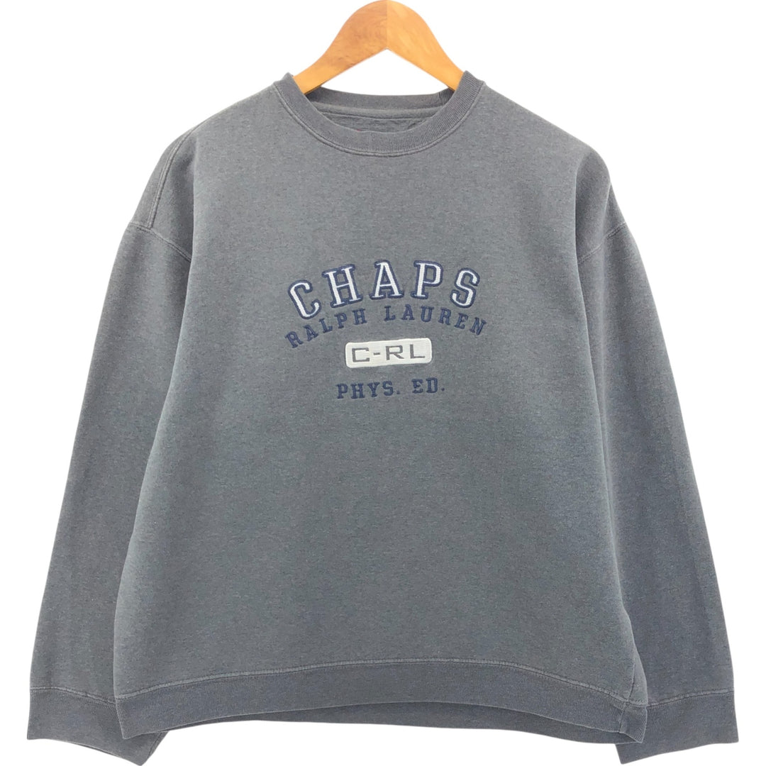 90'S Ralph Lauren CHAPS logo sweatshirt, men's size L, vintage cotton gray type Vintage Second Hand