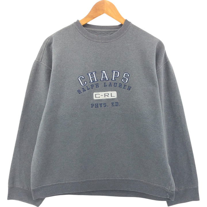 90'S Ralph Lauren CHAPS logo sweatshirt, men's size L, vintage cotton gray type Vintage Second Hand