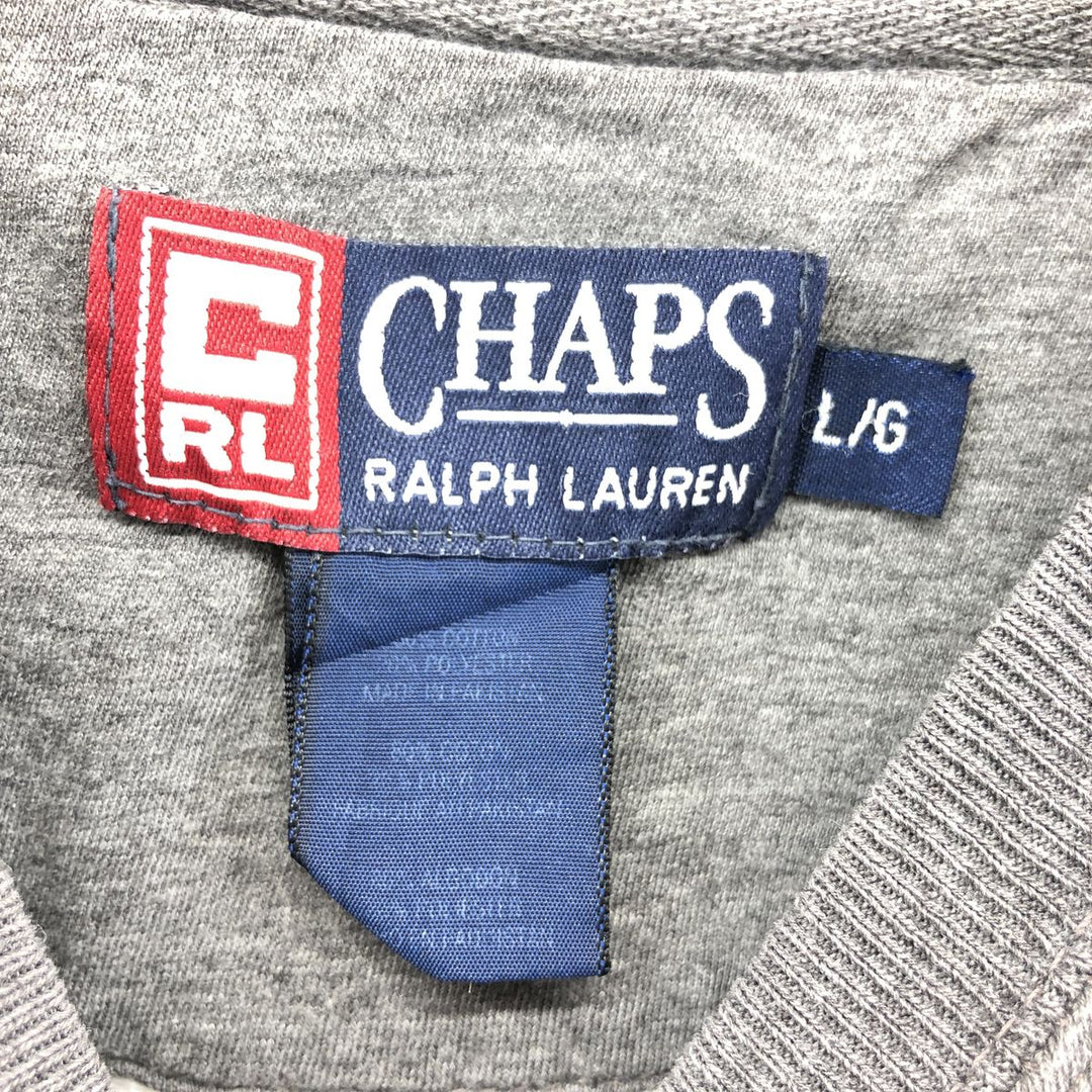 90'S Ralph Lauren CHAPS logo sweatshirt, men's size L, vintage cotton gray type Vintage Second Hand