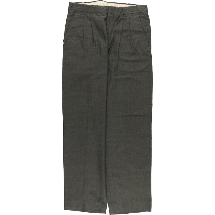 Check Pattern Two-pleat Wide Leg Slacks Men's Size W32 unclear gray type Vintage Second Hand
