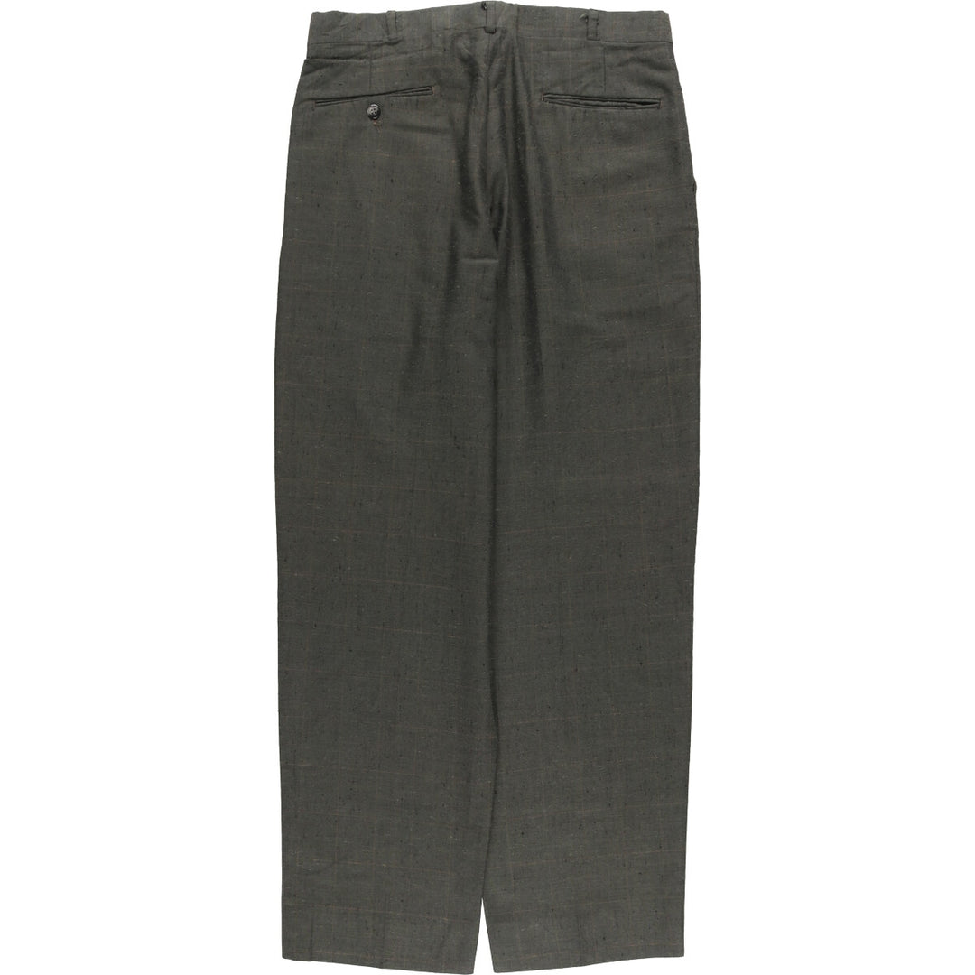 Check Pattern Two-pleat Wide Leg Slacks Men's Size W32 unclear gray type Vintage Second Hand