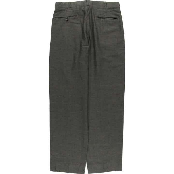 Check Pattern Two-pleat Wide Leg Slacks Men's Size W32 unclear gray type Vintage Second Hand