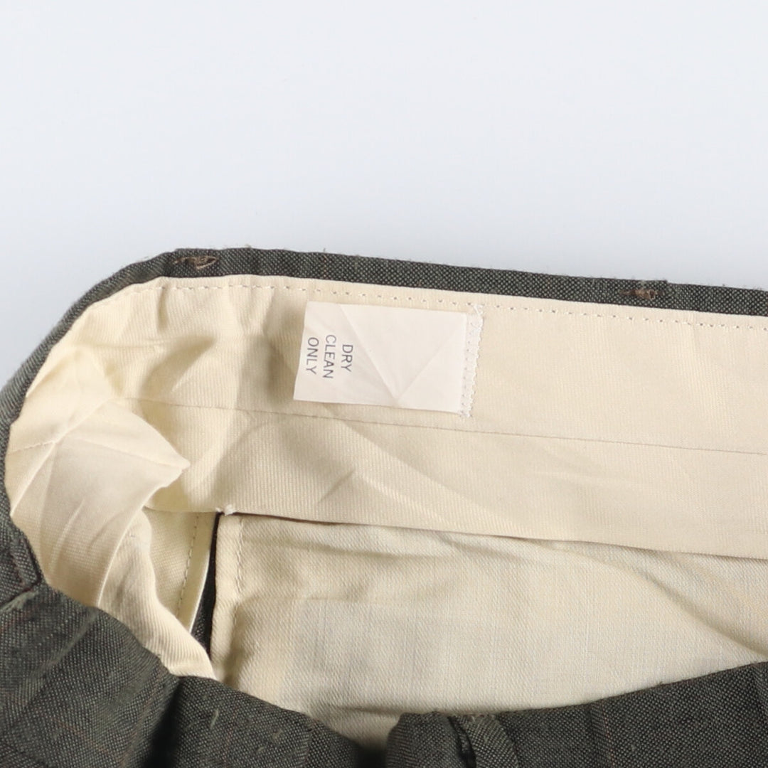 Check Pattern Two-pleat Wide Leg Slacks Men's Size W32 unclear gray type Vintage Second Hand