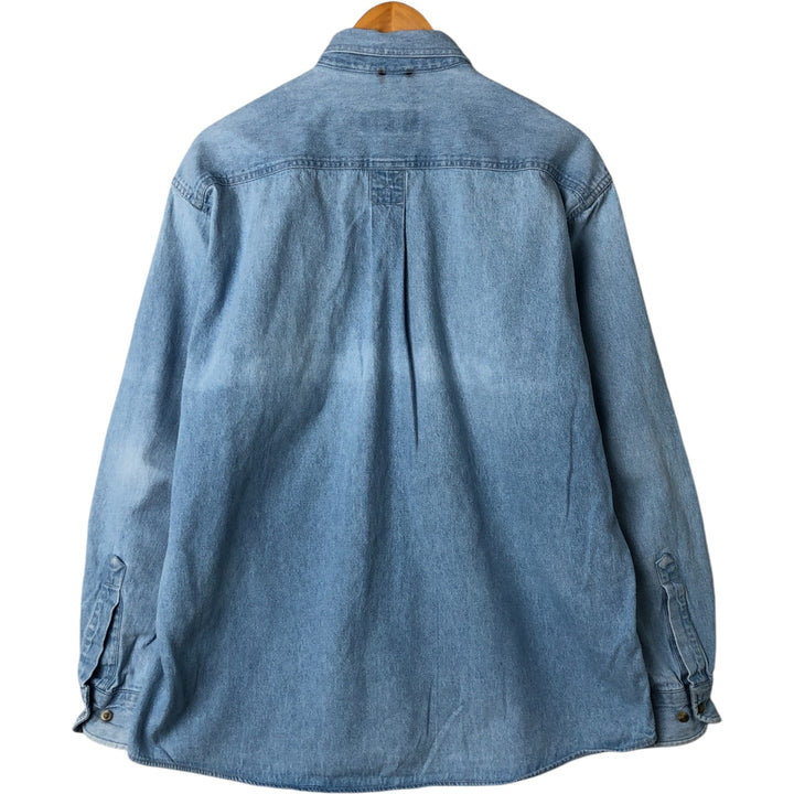 90'S Timberland WEATHERGEAR Long Sleeve Denim Shirt Men's Medium Vintage cotton Blue type light blue Vintage Second Hand