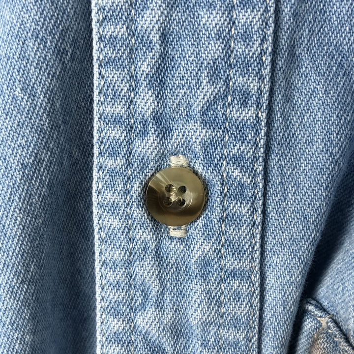 90'S Timberland WEATHERGEAR Long Sleeve Denim Shirt Men's Medium Vintage cotton Blue type light blue Vintage Second Hand