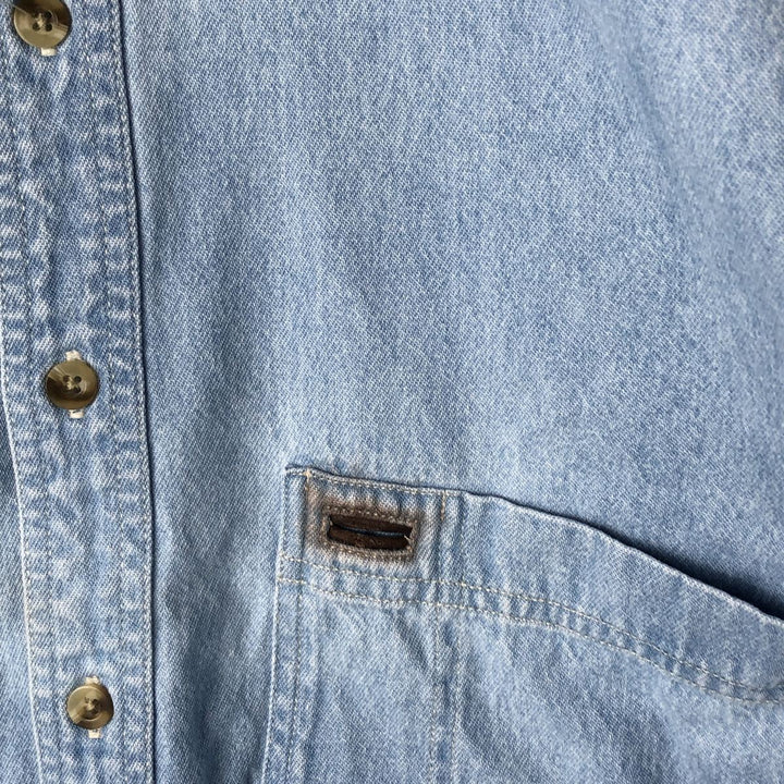 90'S Timberland WEATHERGEAR Long Sleeve Denim Shirt Men's Medium Vintage cotton Blue type light blue Vintage Second Hand