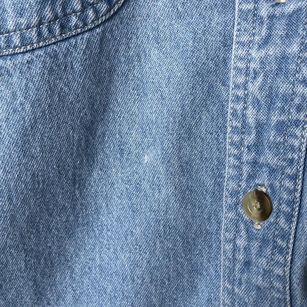 90'S Timberland WEATHERGEAR Long Sleeve Denim Shirt Men's Medium Vintage cotton Blue type light blue Vintage Second Hand
