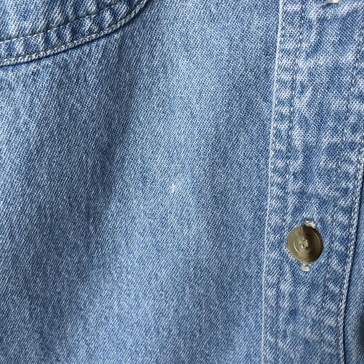 90'S Timberland WEATHERGEAR Long Sleeve Denim Shirt Men's Medium Vintage cotton Blue type light blue Vintage Second Hand
