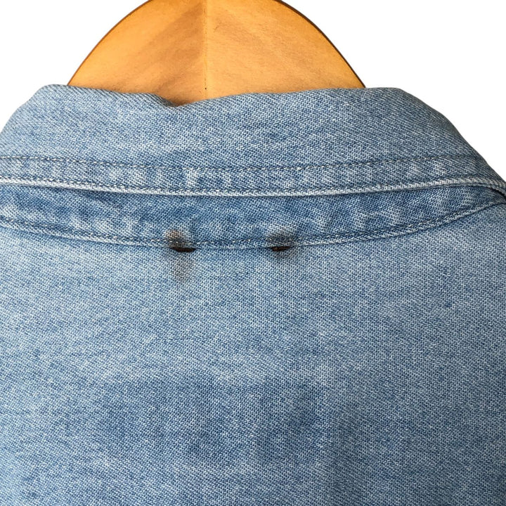 90'S Timberland WEATHERGEAR Long Sleeve Denim Shirt Men's Medium Vintage cotton Blue type light blue Vintage Second Hand