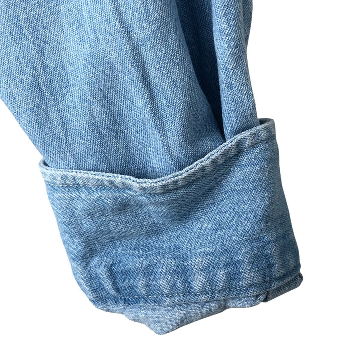 90'S Timberland WEATHERGEAR Long Sleeve Denim Shirt Men's Medium Vintage cotton Blue type light blue Vintage Second Hand